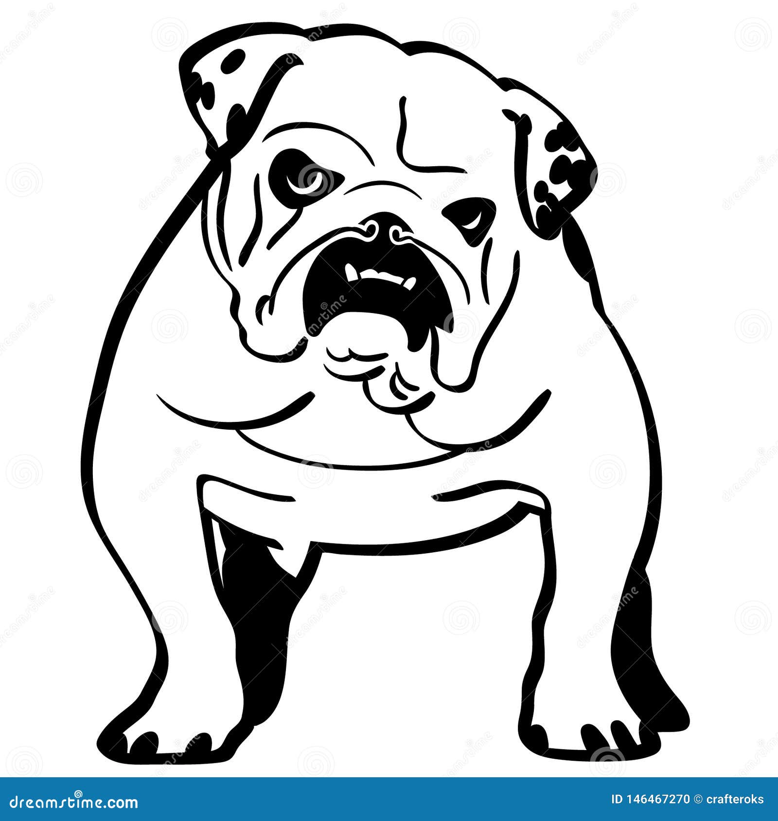 English Bulldog Hand Drawn Crafteroks Svg Free, Free Svg File, Eps, Dxf