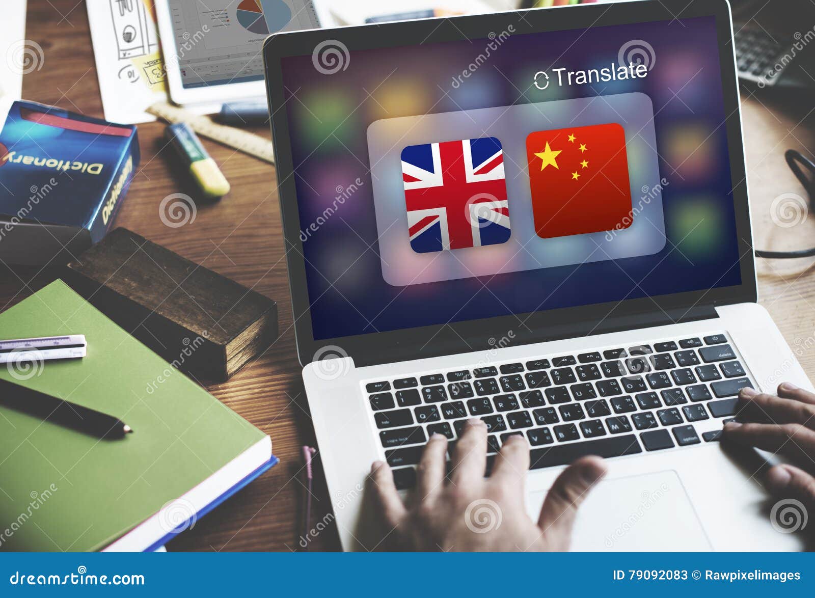 english chinese languages translation application concept
