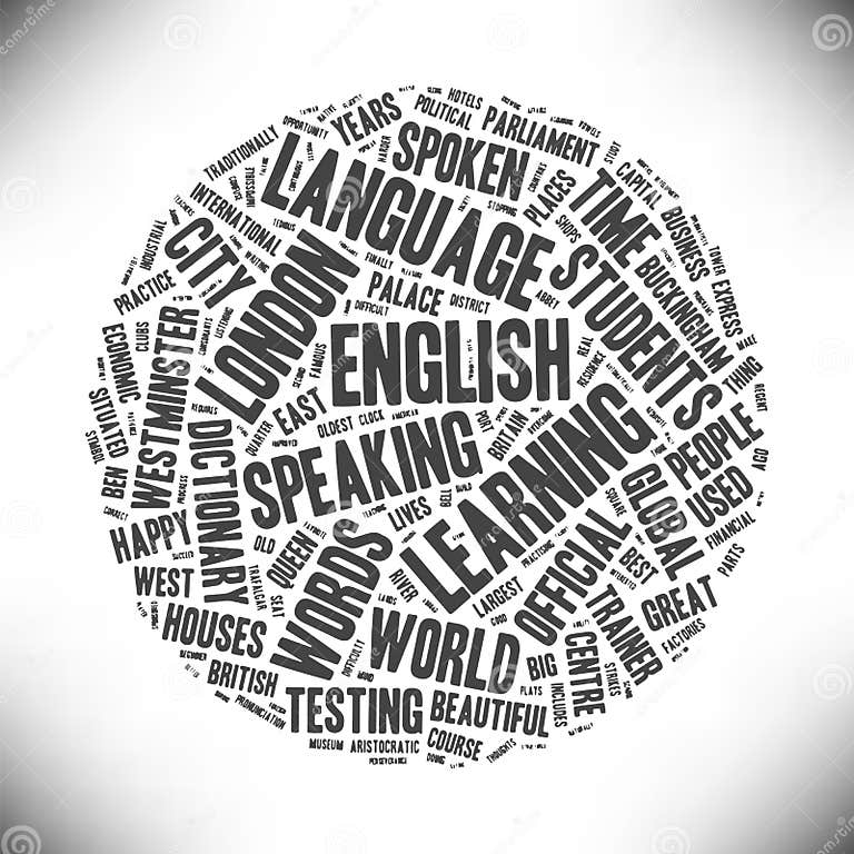English. Cloud Words about the English Language Stock Vector