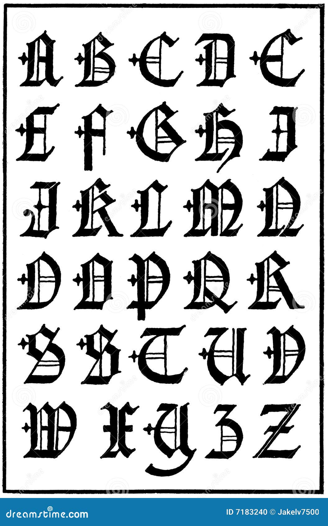english gothic capitals, 16th century