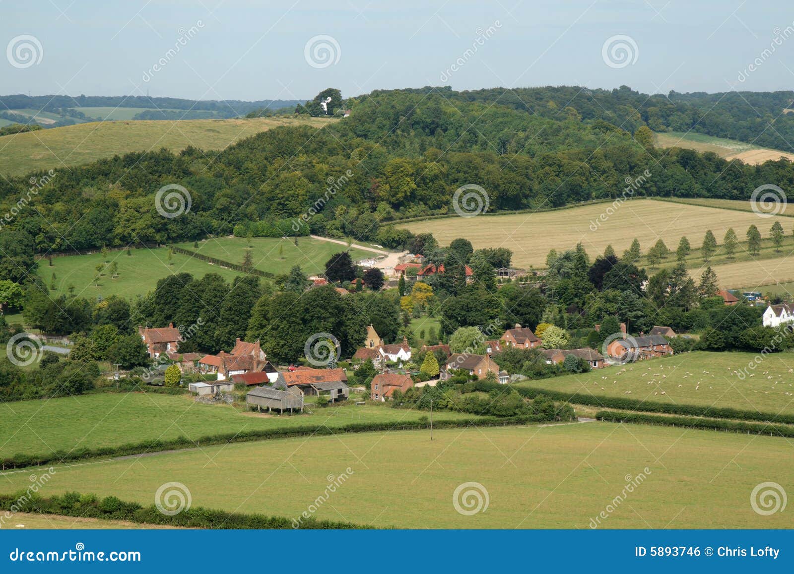 An English Landscape with Village in the Valley Stock Photo Image of