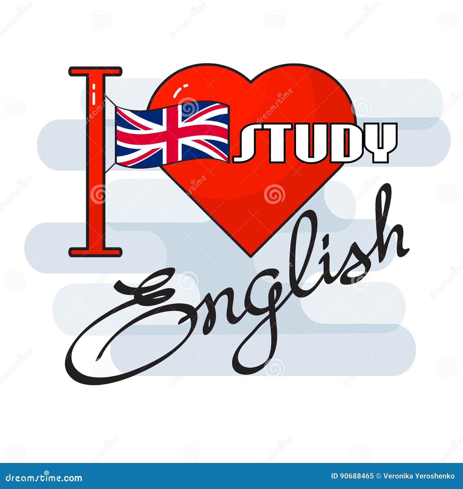 Download English Language Concept. Flag, Heart And Handwritten Word ...