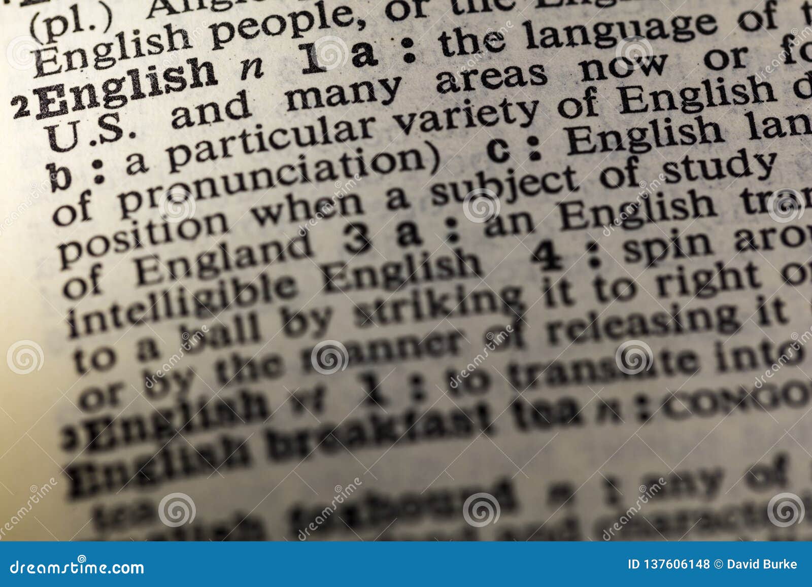 English Language England Dictionary Definition Stock Photo - Image of