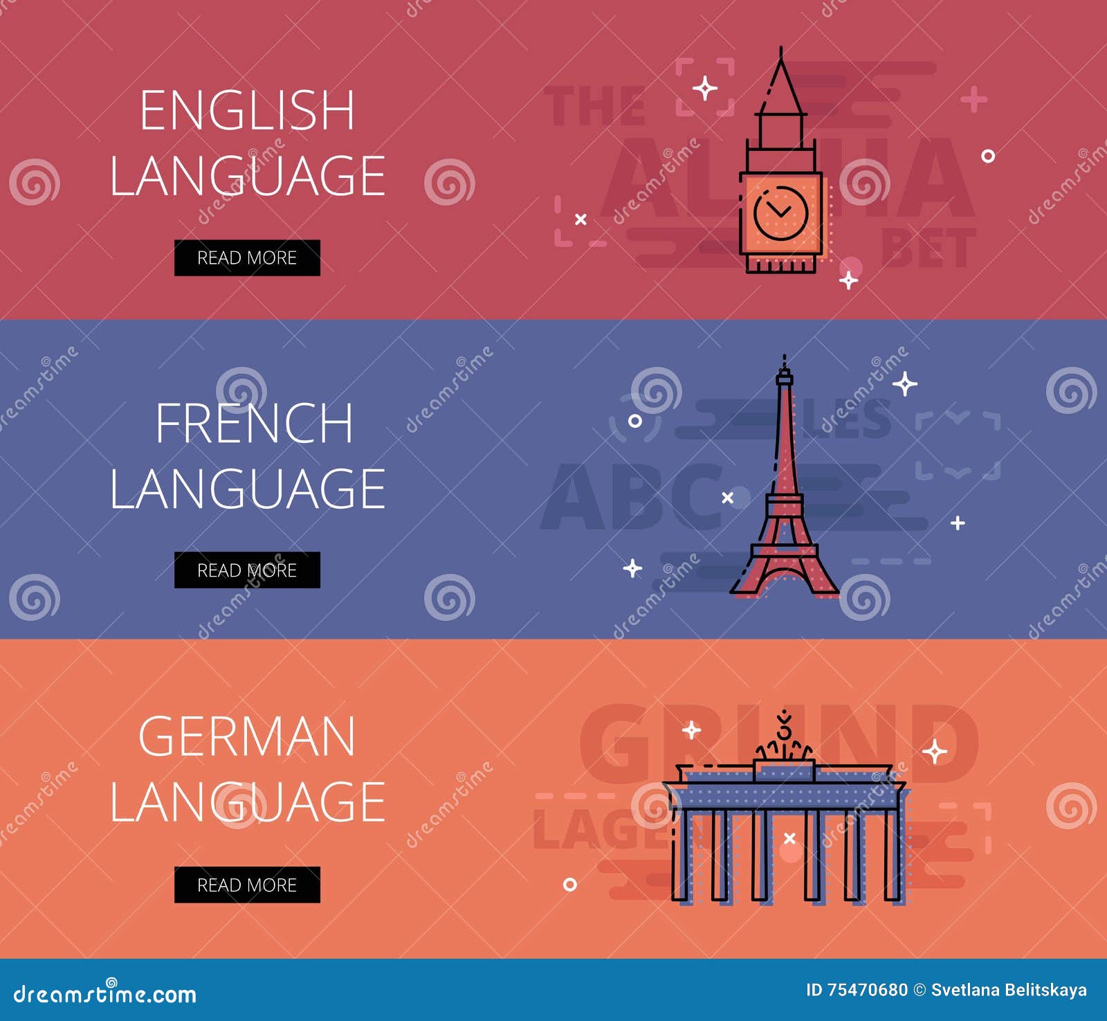 English Language. French Language. German Language. Vector ...