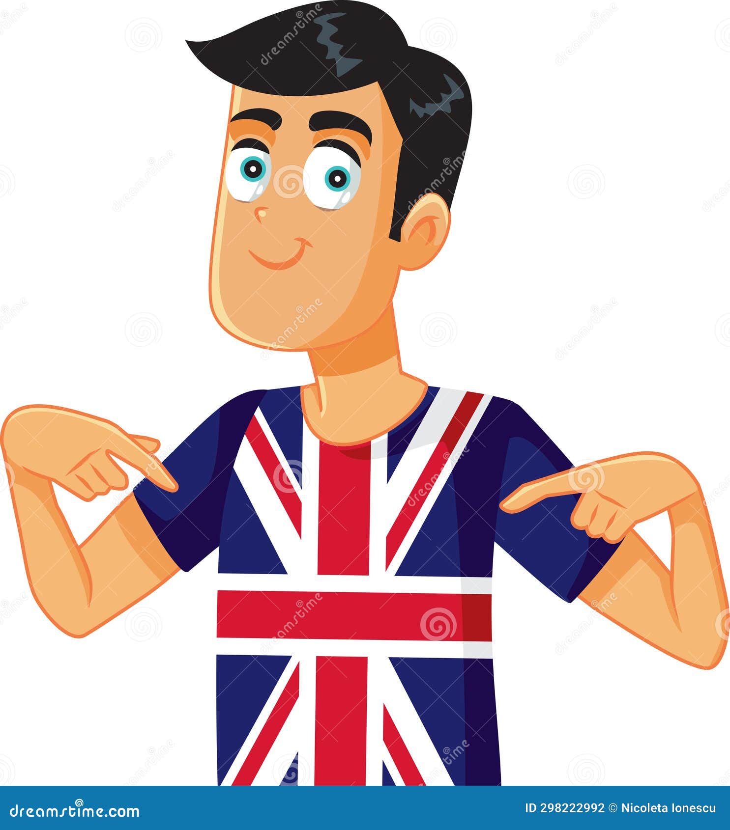 English Man Pointing To Union Flag Shirt Vector Cartoon Stock ...