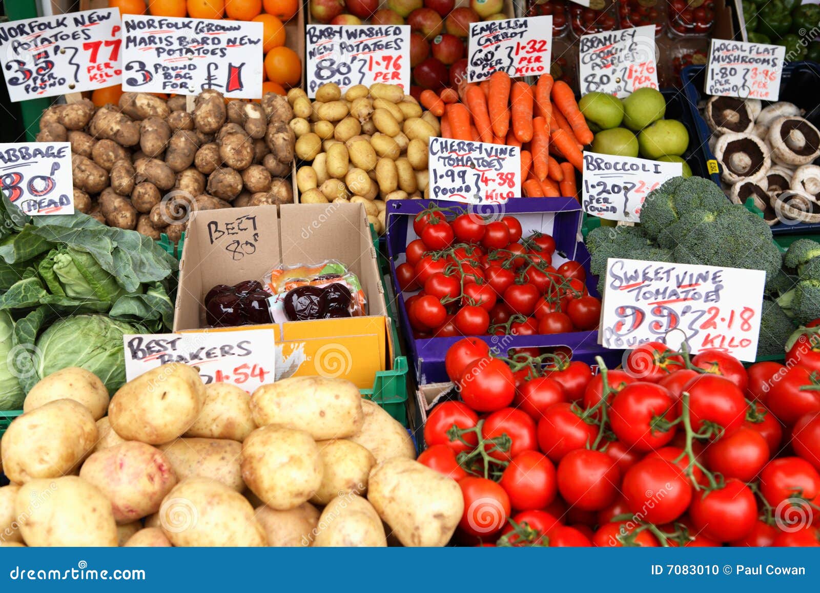 english market vegetable stall