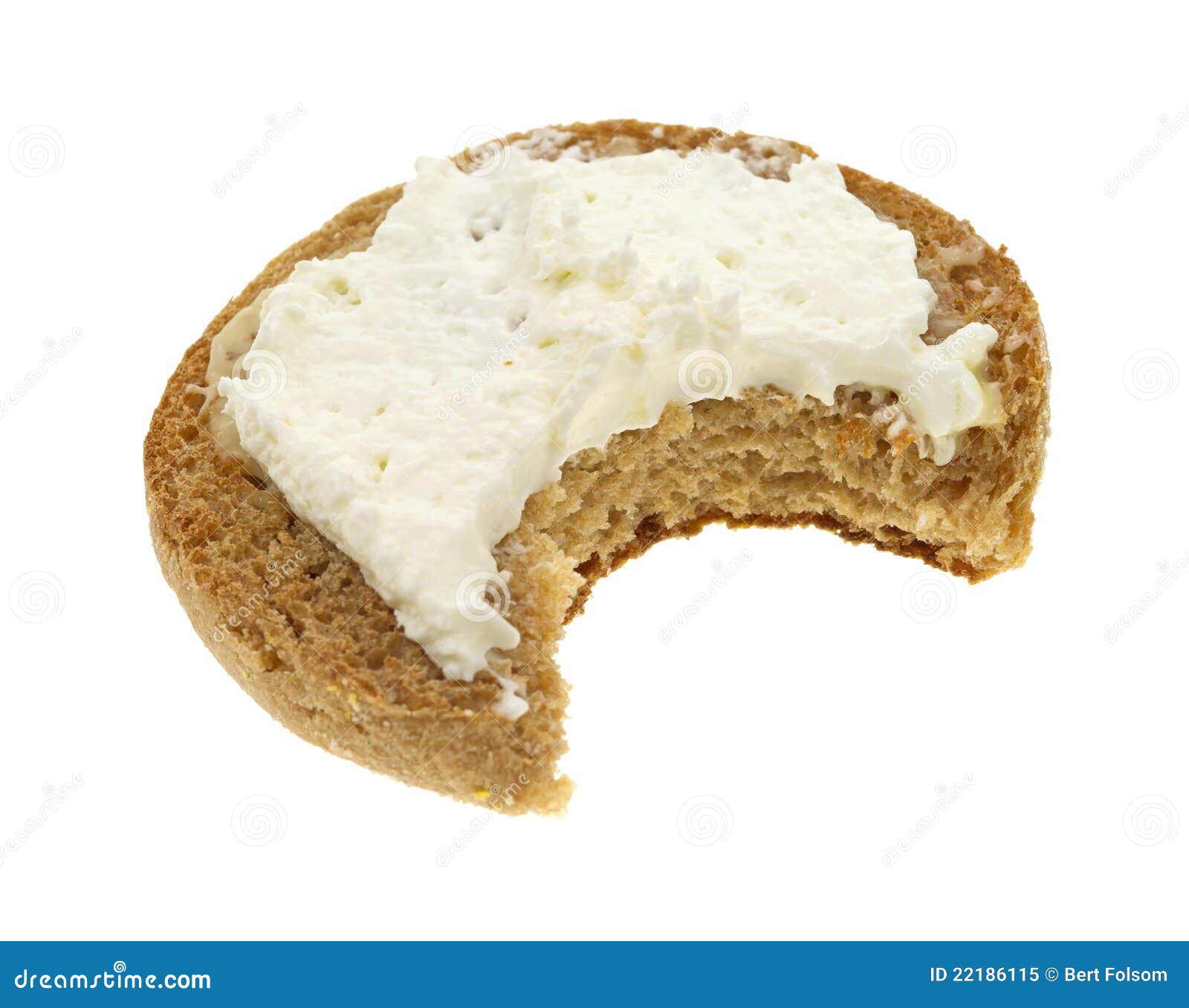 English Muffin with Cream Cheese Bitten Stock Image Image of muffin