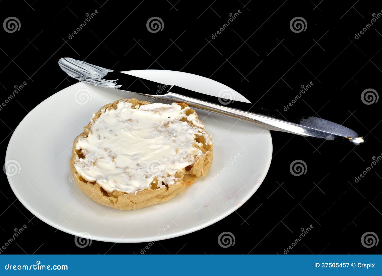 English Muffin and Cream Cheese Stock Image Image of background