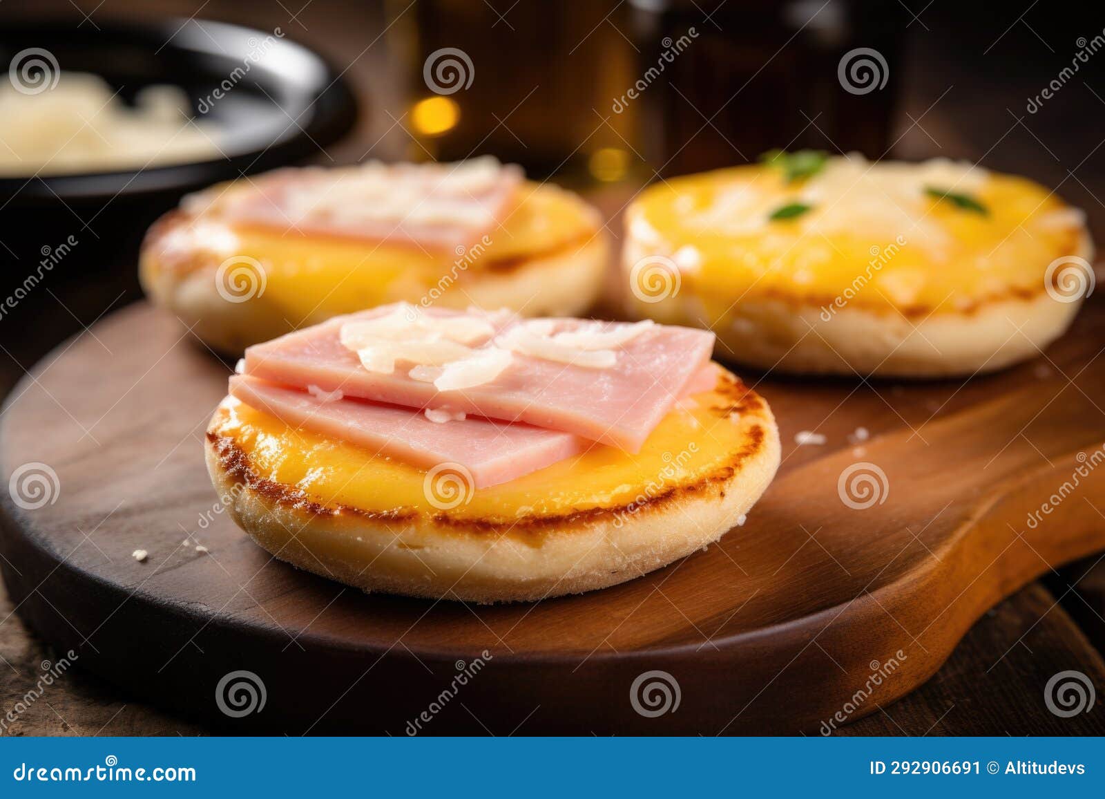English Muffin with Ham and Melted Cheese Stock Image Image of melted