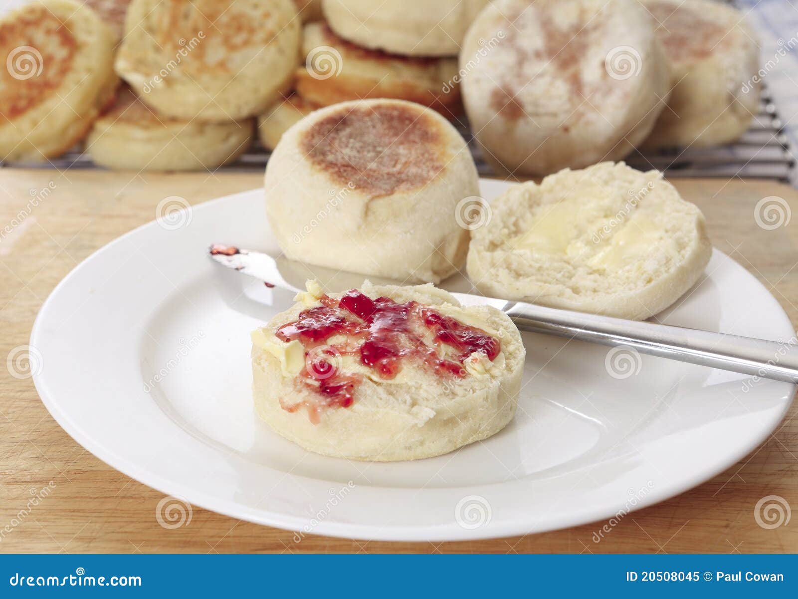 English muffin and jam stock image. Image of baked, food 20508045