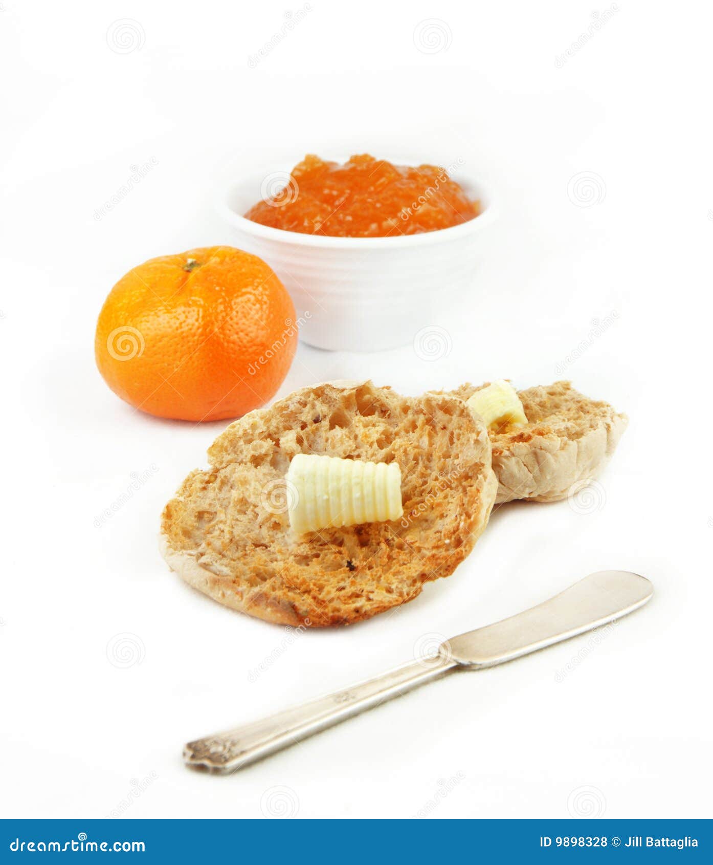 English Muffin with Orange and Marmalade Stock Photo Image of