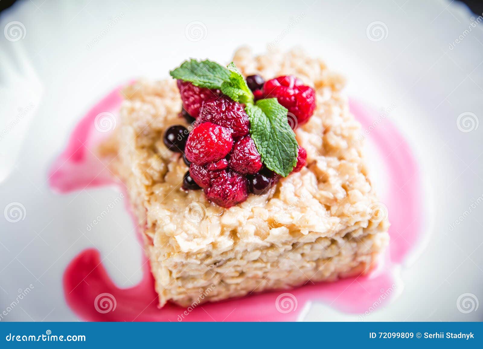 English Oatmeal with Berries and Honey on a Plate Stock Image Image