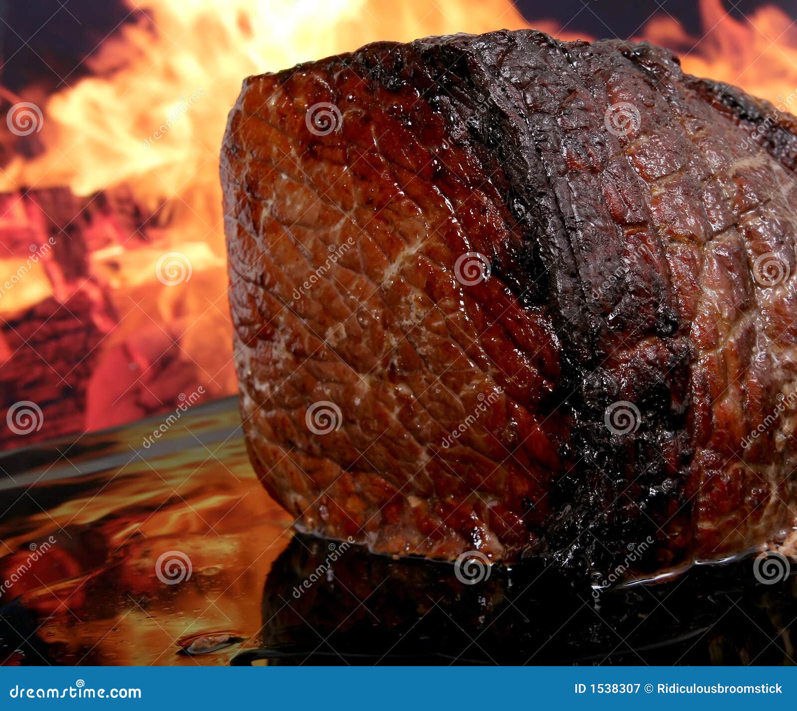 Roast Meat Of Tender Pink Beef Carved And A Whole Joint Stock Image