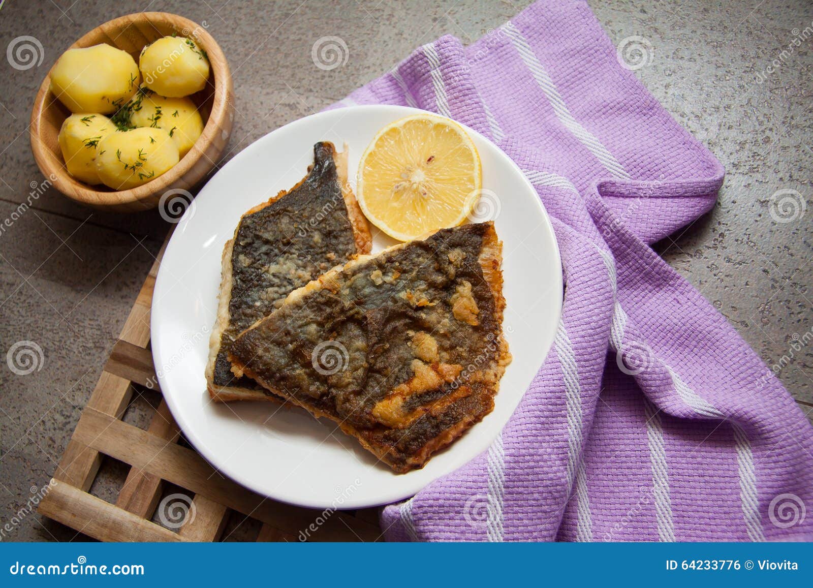 English roasted flounder stock photo. Image of chips 64233776