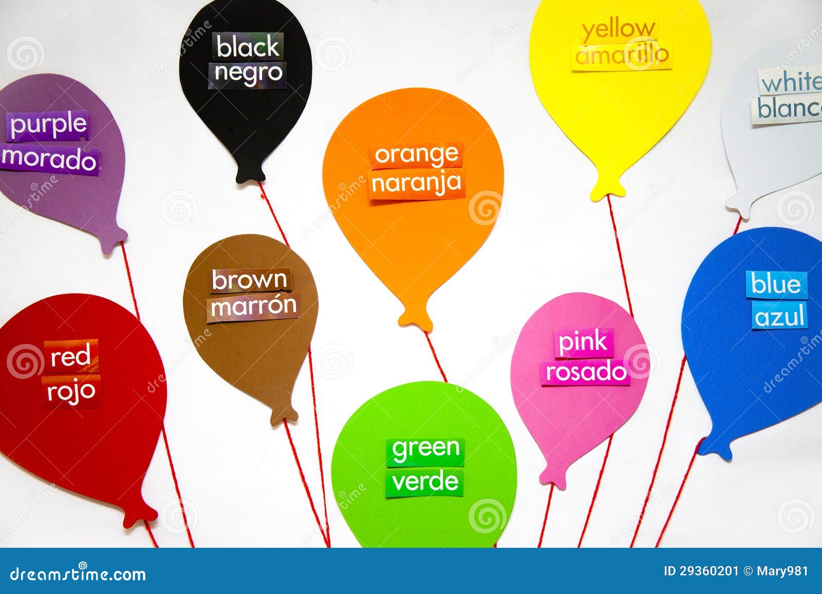 English and Spanish Colors stock image. Image of balloons - 29360201