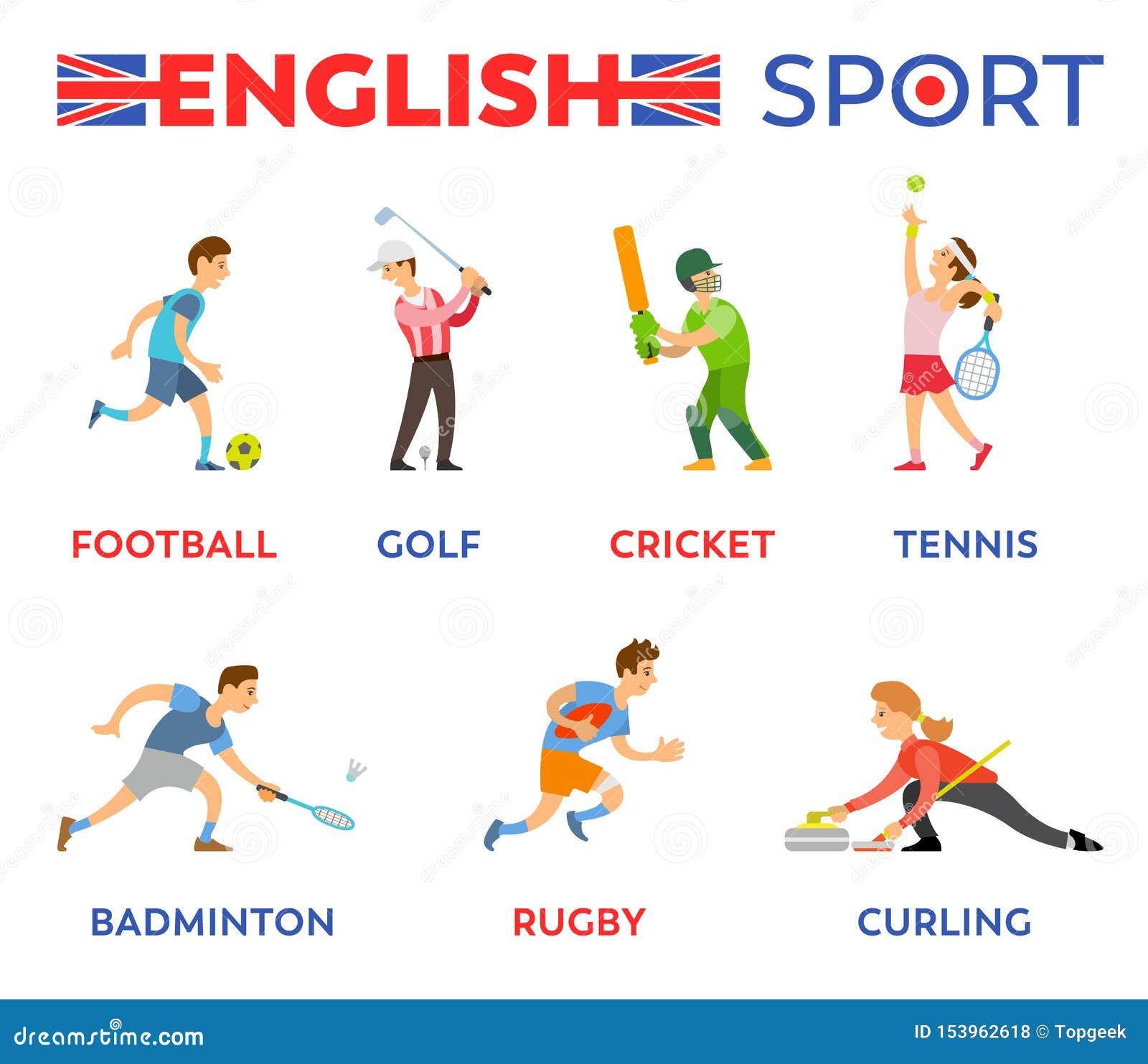 Man and Woman Playing English Sport, Active Vector Stock Vector -  Illustration of portrait, flag: 153962618