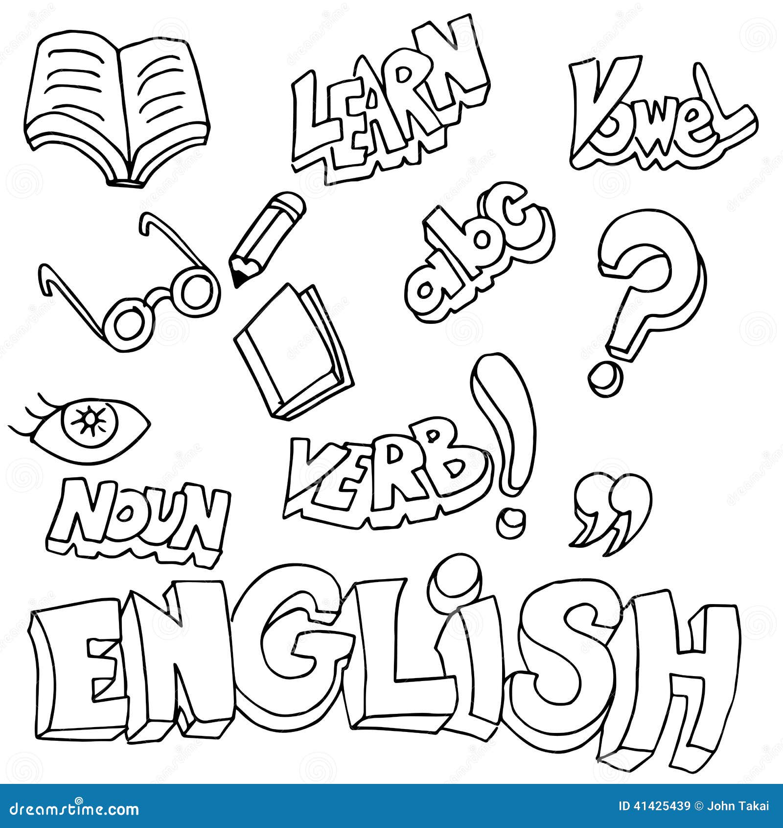 English Symbols And Learning Items Stock Vector - Image: 41425439