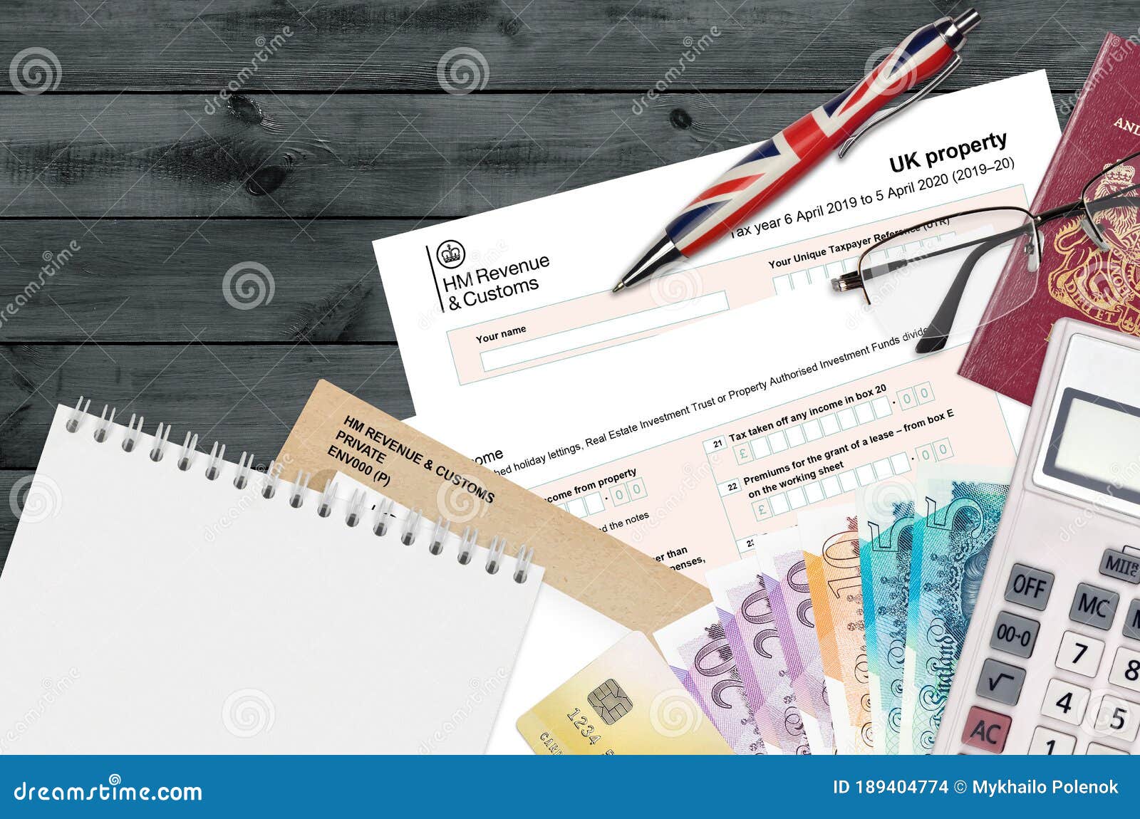 english-tax-form-sa105-uk-property-from-hm-revenue-and-customs-lies-on