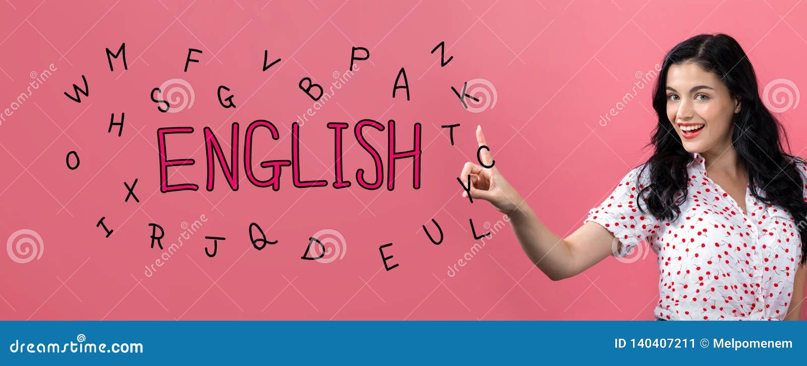 English Theme with Young Woman Stock Image - Image of education