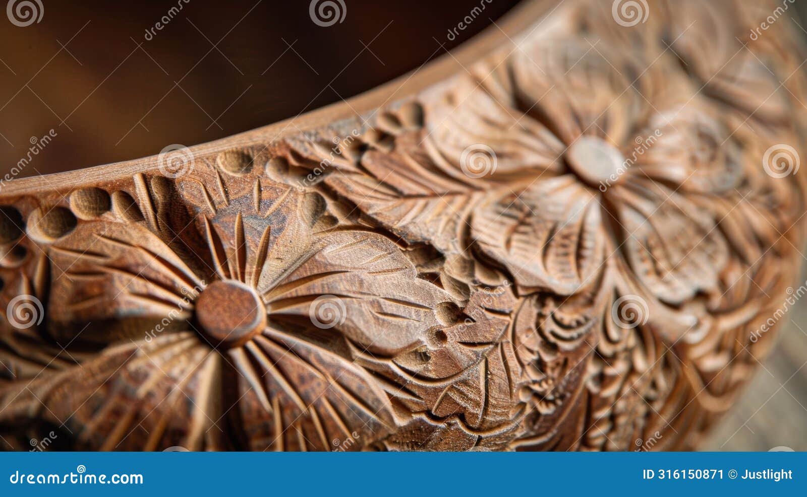 an engraved clay bowl featuring a beautiful floral  that looks almost threedimensional due to the engraving