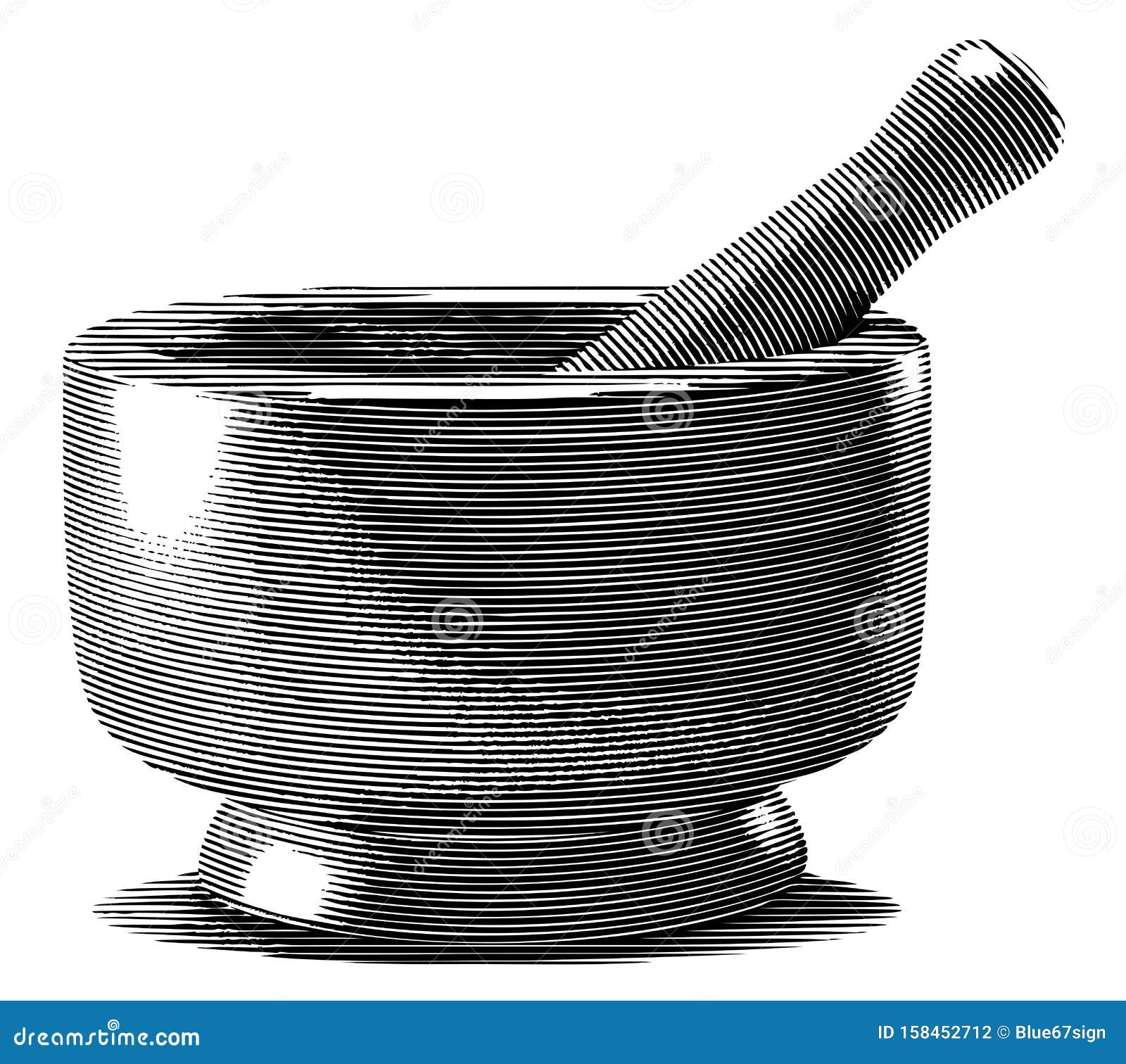 Engraved Mortar and Pestle stock vector. Illustration of work 158452712