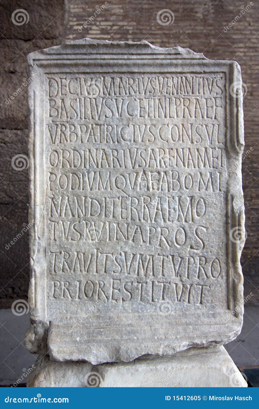 Engraved Stone In Coliseum With Latin Letters Royalty Free 