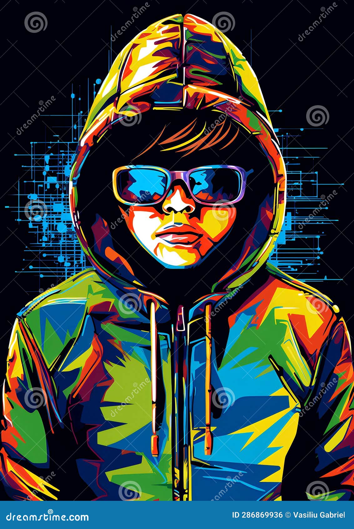 Engraving of a kid codding stock illustration. Illustration of drawing