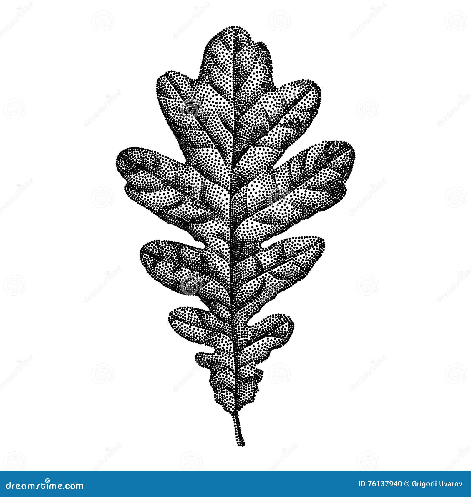 Engraving Oak Leaf Hand Drawn Vector Illustration Stock Vector