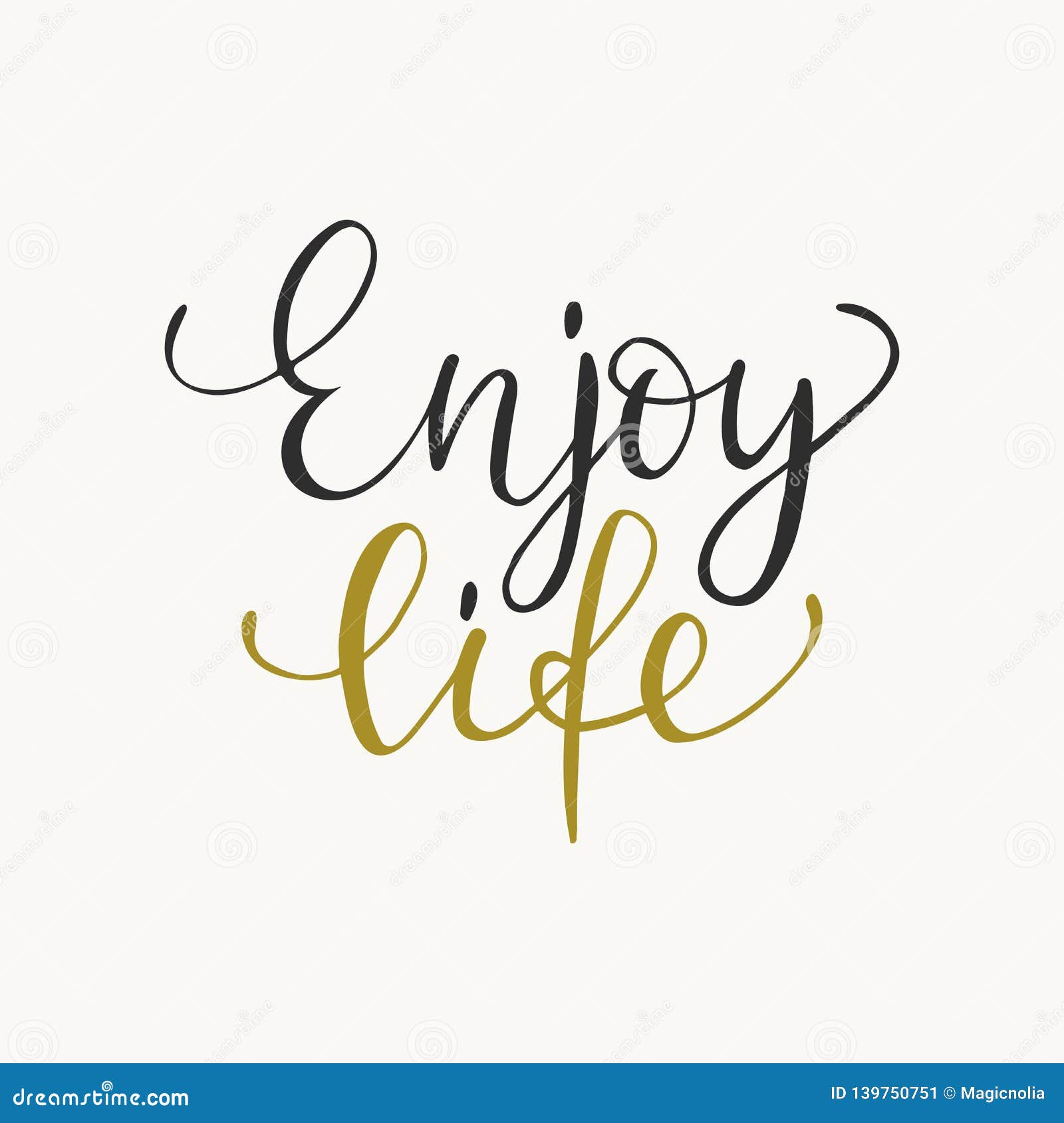 enjoy life typography phrase, inspirational quote, slogan. brush calligraphy. t shirt graphics, print . 