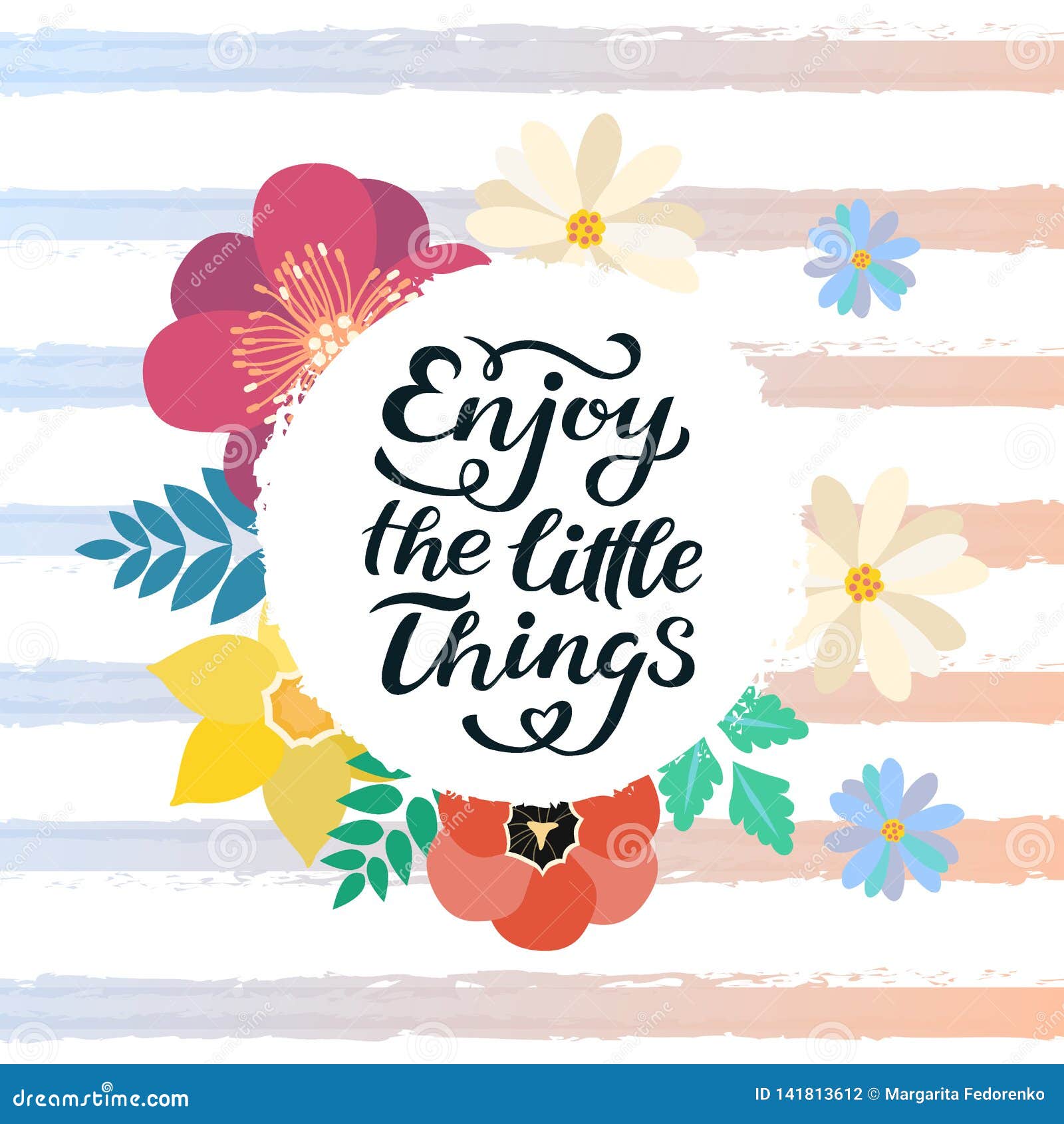 Enjoy The Little Things Quote Print In Vector. Lettering ...