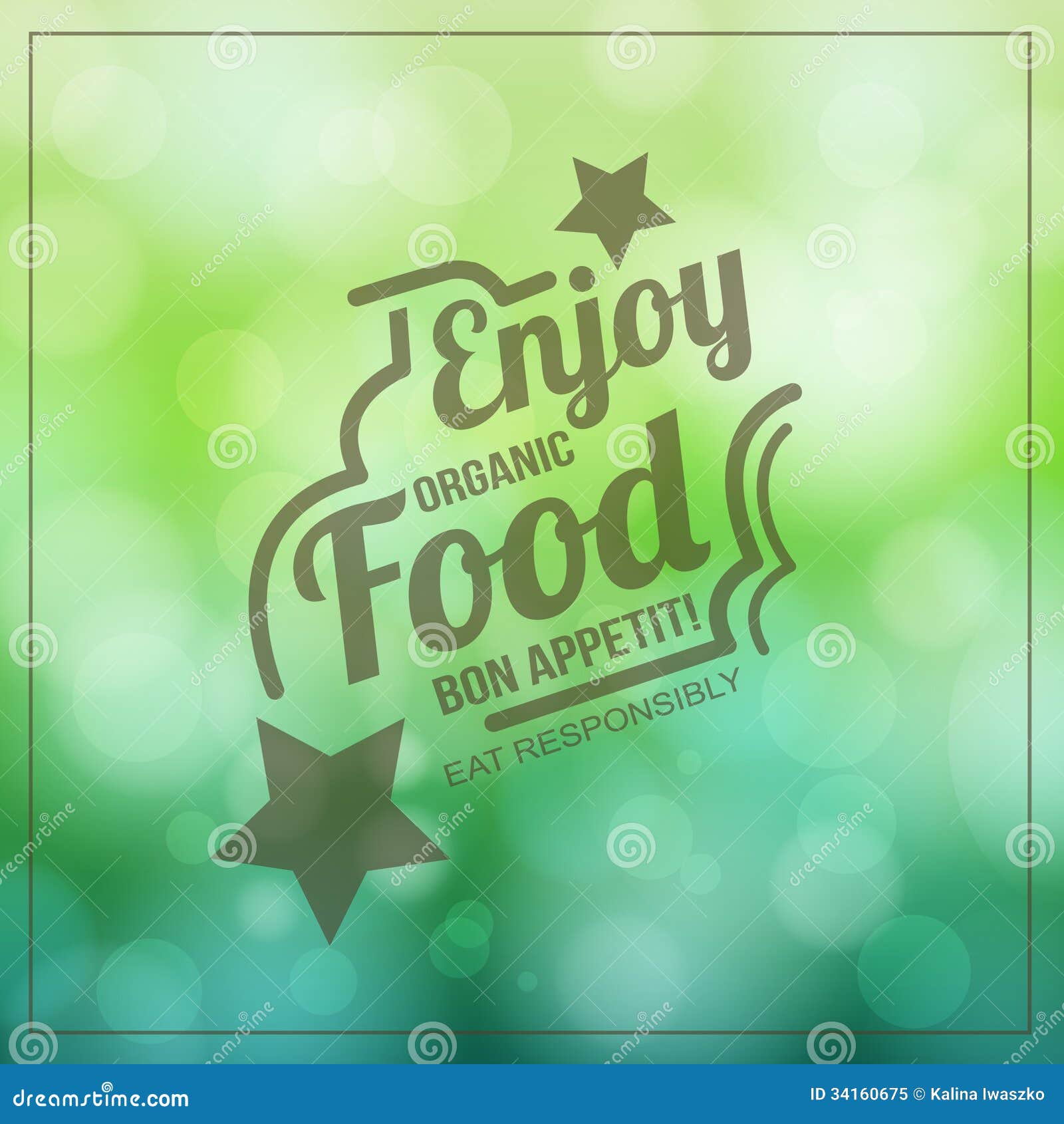 Enjoy organic Food stock vector. Illustration of typographic 34160675