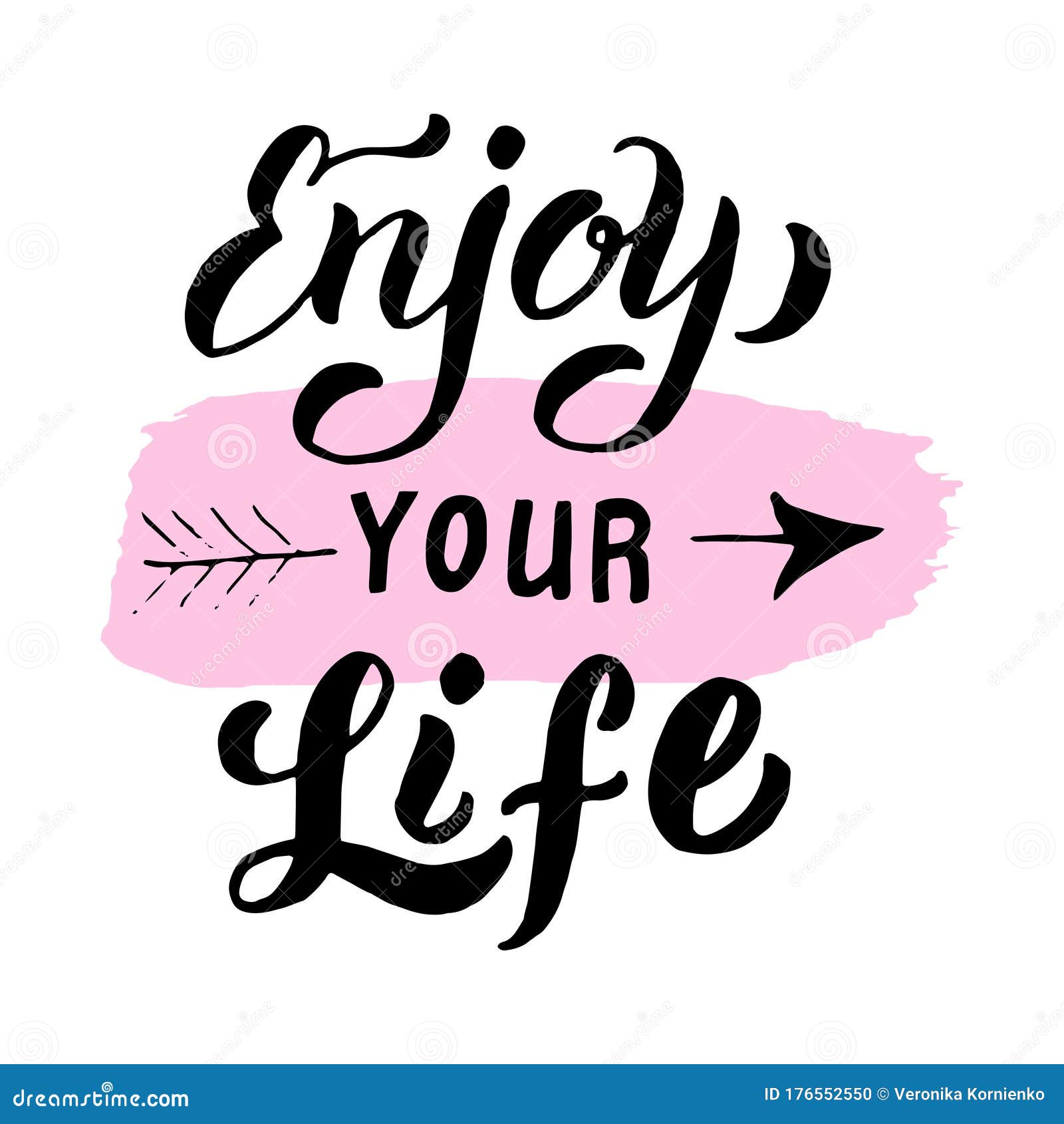 Enjoy Your Life Text Sticker.Trendy Lettering Poster Design. Postcard ...