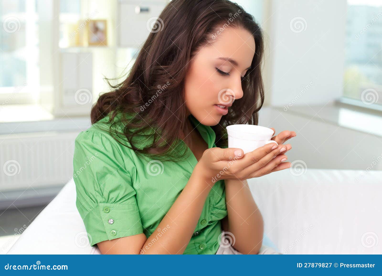 Enjoying tea stock image. Image of charm, human, latino - 27879827