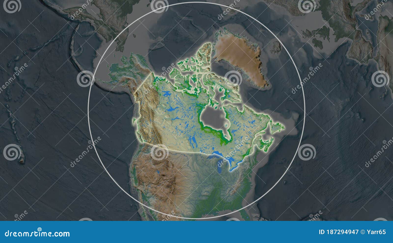 Canada - physical. Circled stock illustration. Illustration of