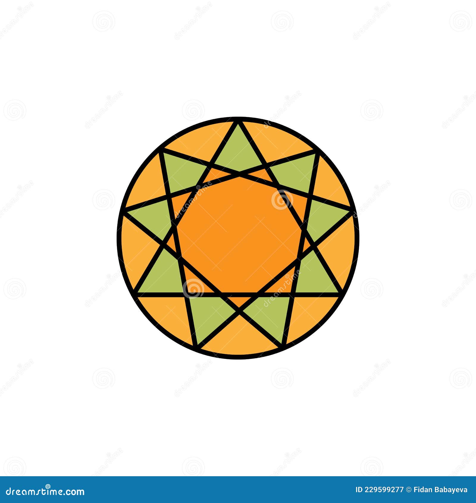 Enneagram Yoga Logo Design For Infographics And Business. Gold