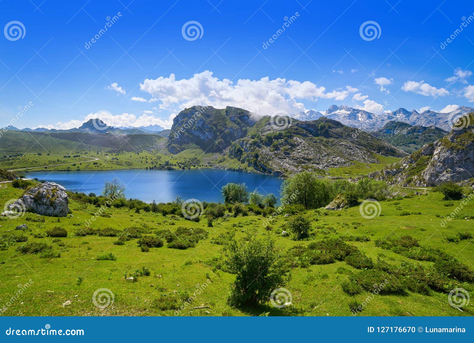 enol lake at picos de europa in asturias spain