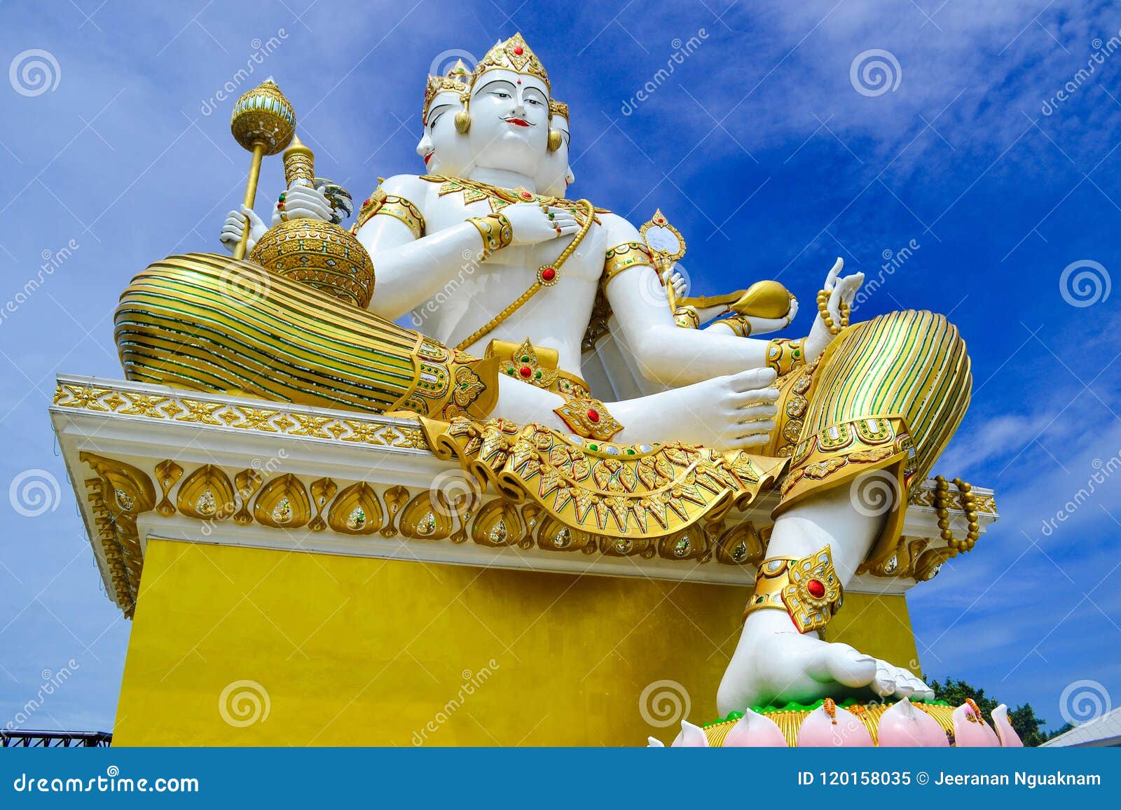Enormous Brahma Statue with Blue Sky Stock Image - Image of built ...