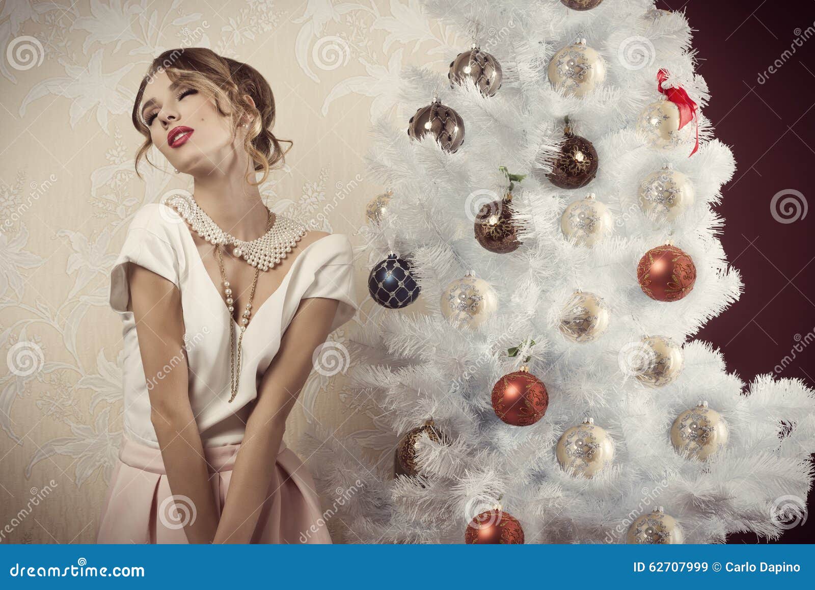 enraptured girl in christmas time