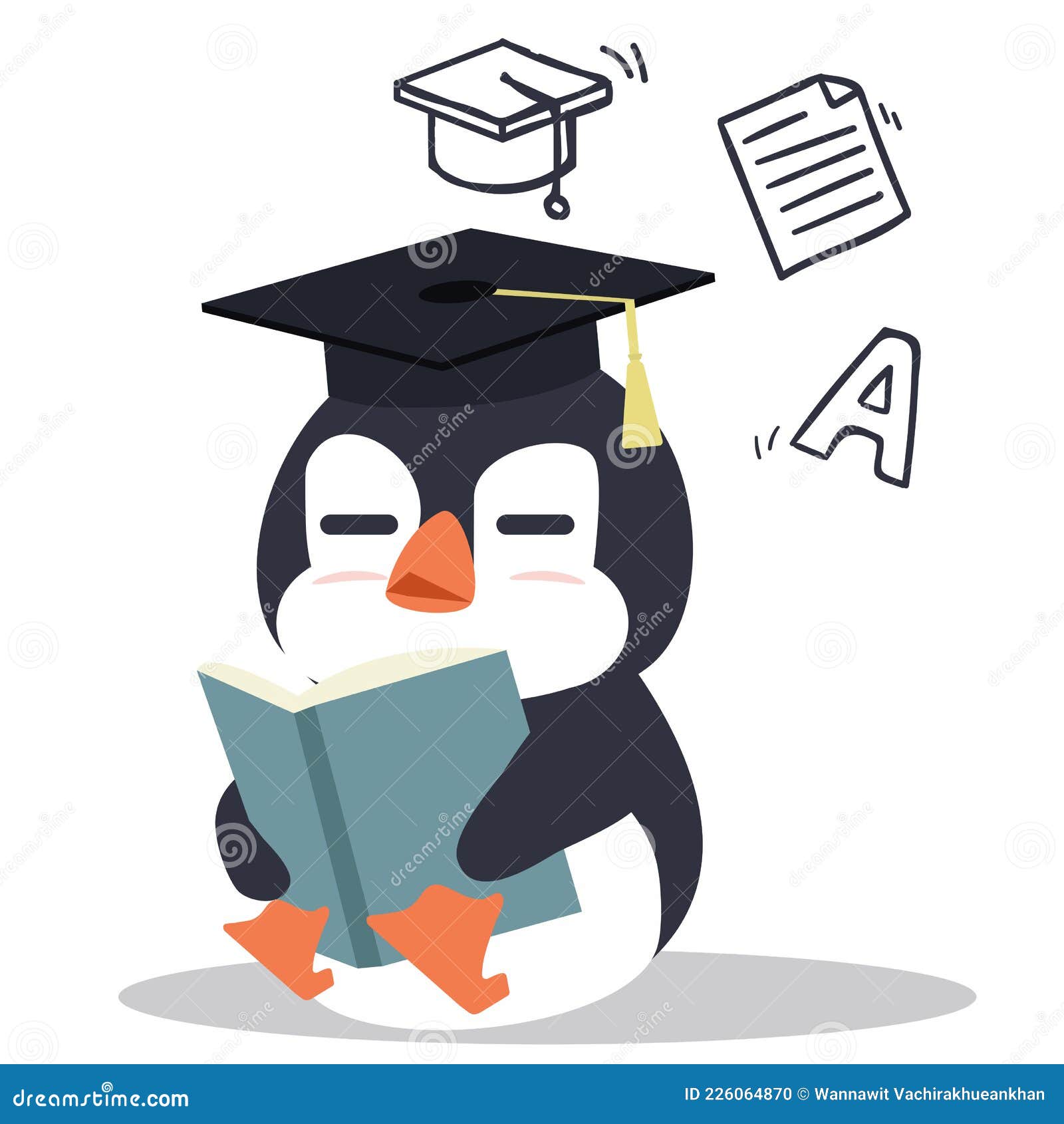 Enseñanza De Libros De Lectura De Dibujos Animados En Pingüino Ilustración  del Vector - Ilustración de concepto, cubo: 226064870
