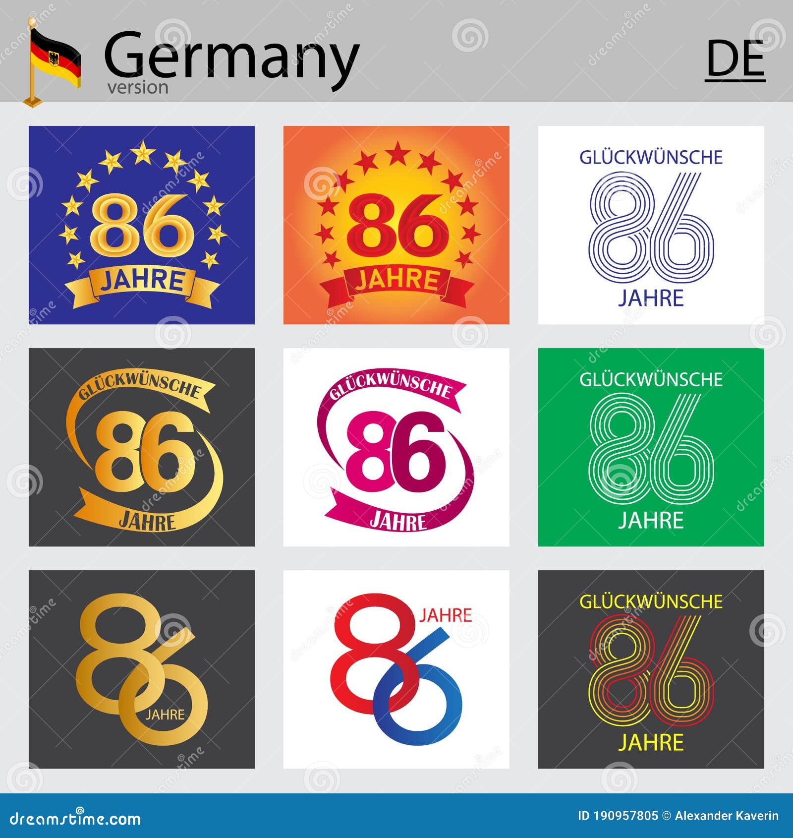Carte De Joyeux Anniversaire Allemand Stock Illustrations Vecteurs Clipart 4 Stock Illustrations