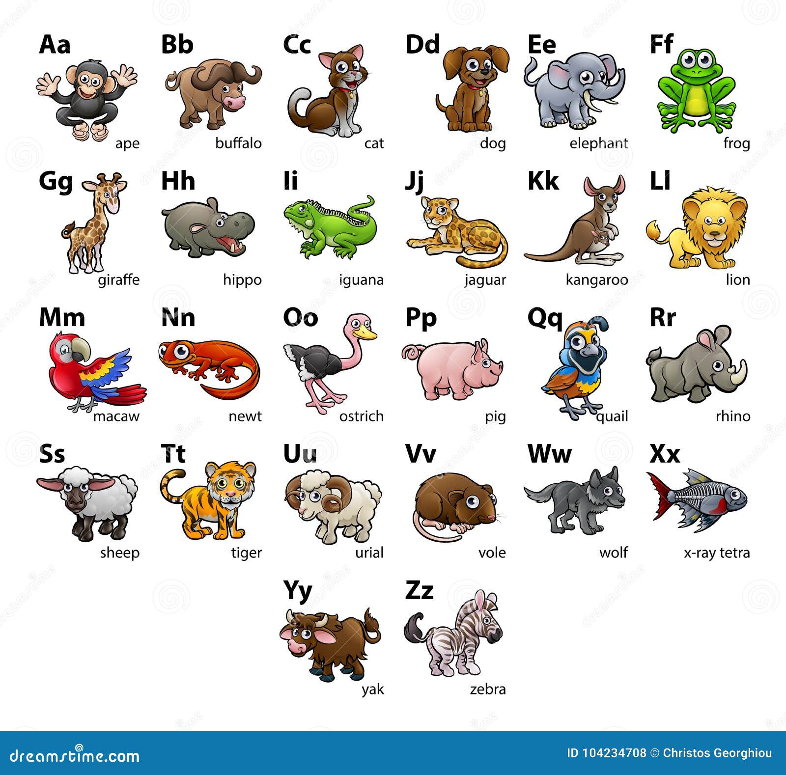 Ensemble Animal De Diagramme D'alphabet Illustration de Vecteur