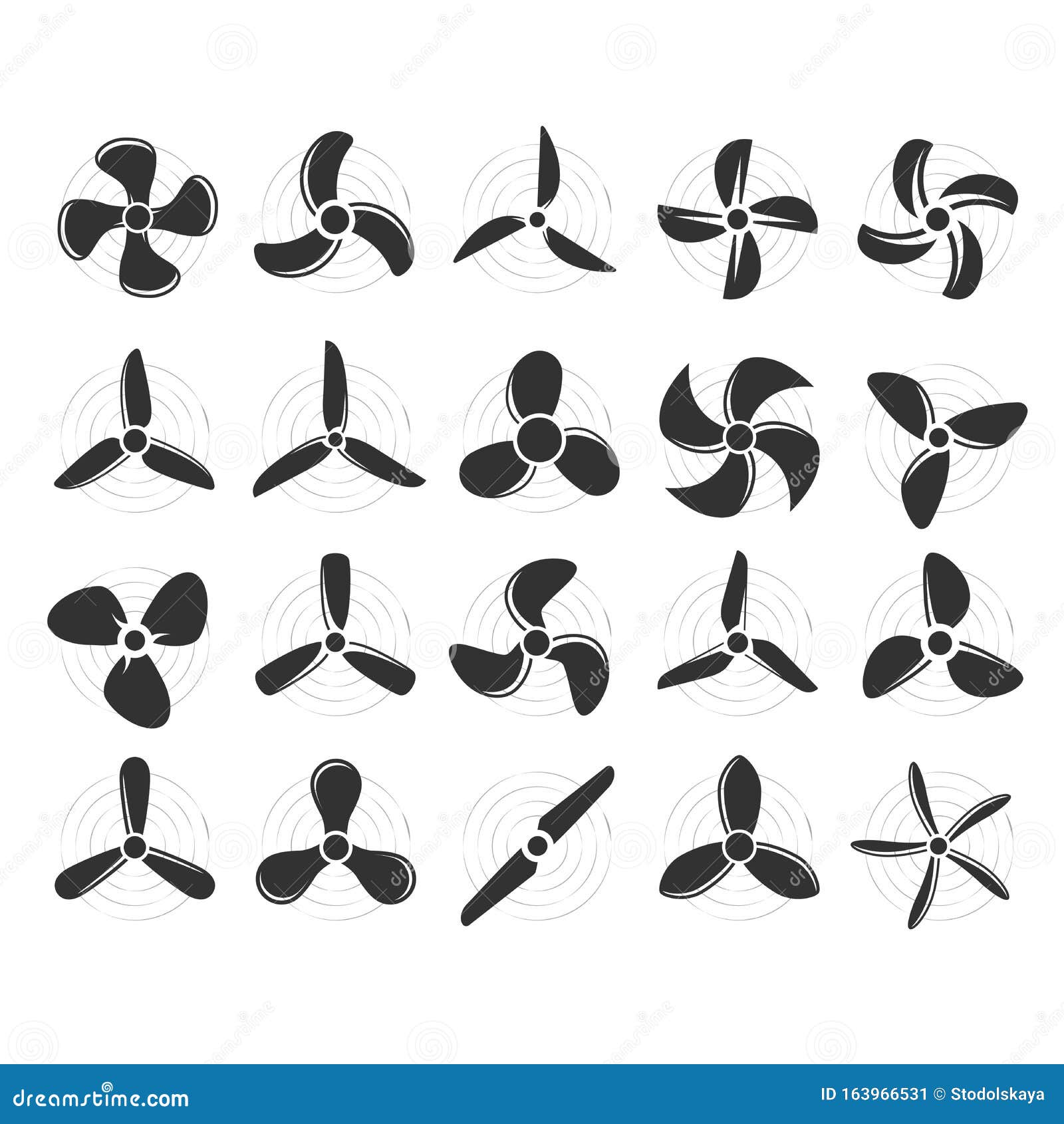 Ensemble D'hélices De Plan - Ventilateur, Rotor, Icônes De L