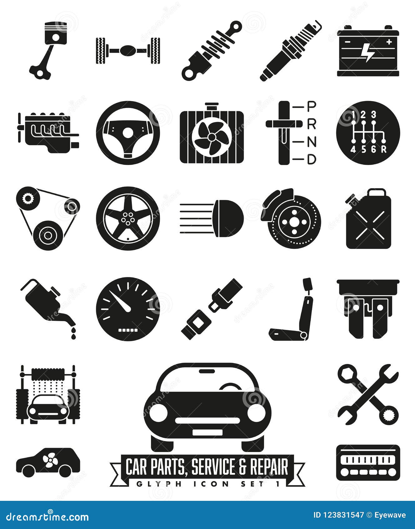 Ensemble D'icône De Glyph De Pièces, De Service Et De Réparation De Voiture  Illustration de Vecteur - Illustration du automobile, graphisme: 123831547