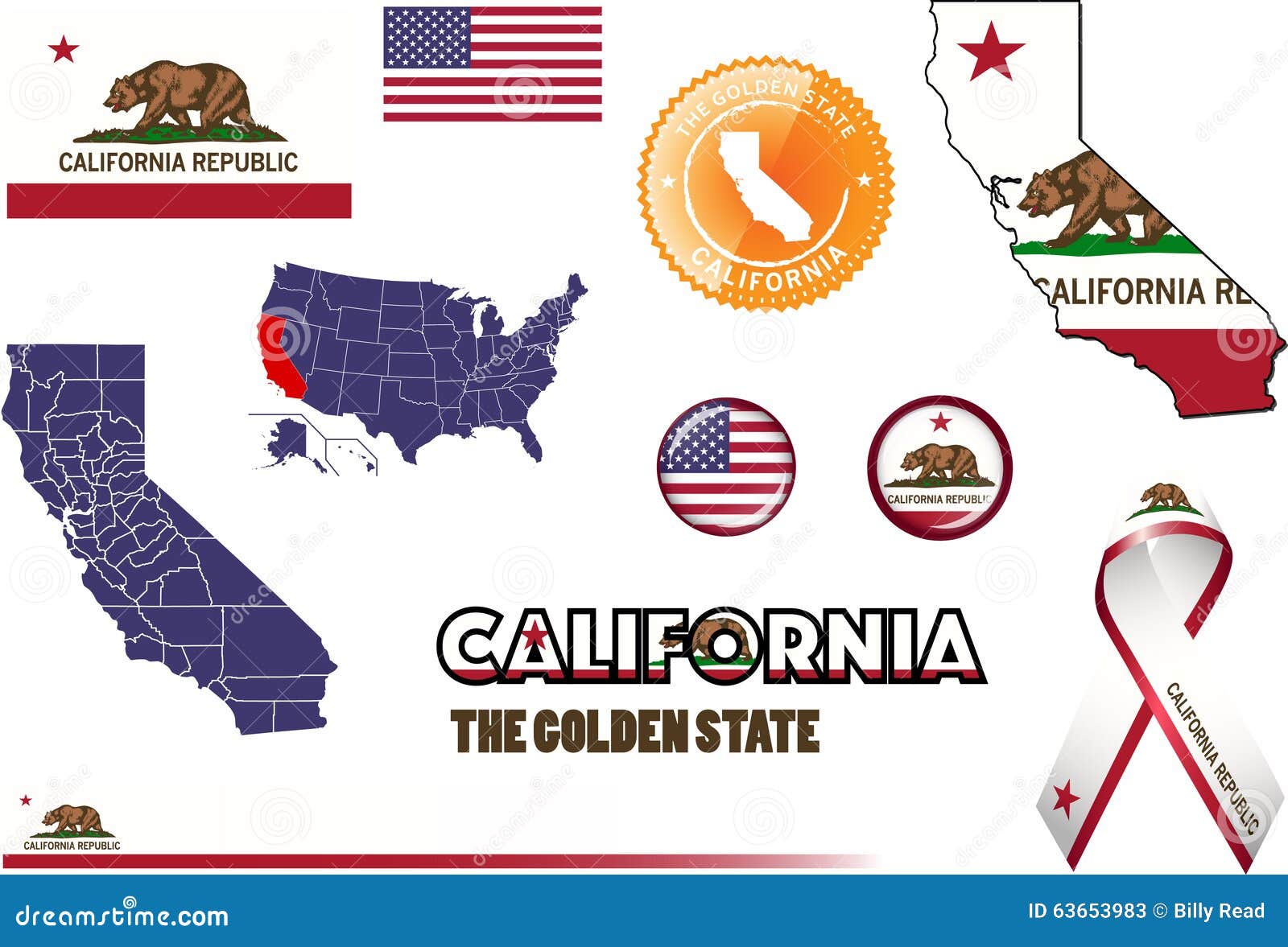 Ensemble D'icône De La Californie Illustration de Vecteur