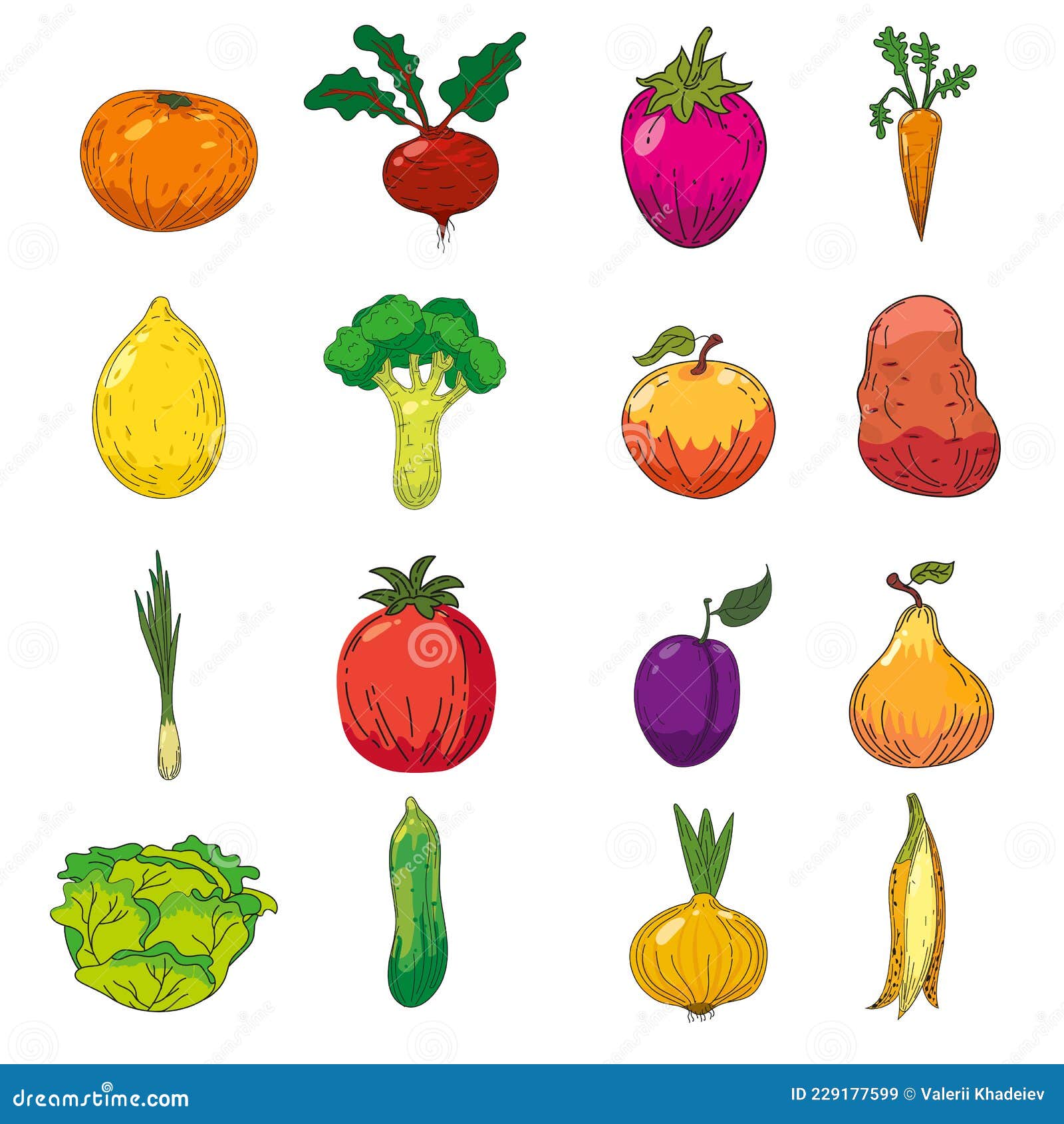 Illustration Fruits Et Légumes Dessin Ensemble D'illustrations De Fruits Et Légumes. Dessin à La Main Icône De Gribouillis Colorés Produit Agricole Biologique. Esquisse Illustration de Vecteur - Illustration du illustration, isolement: 229177599