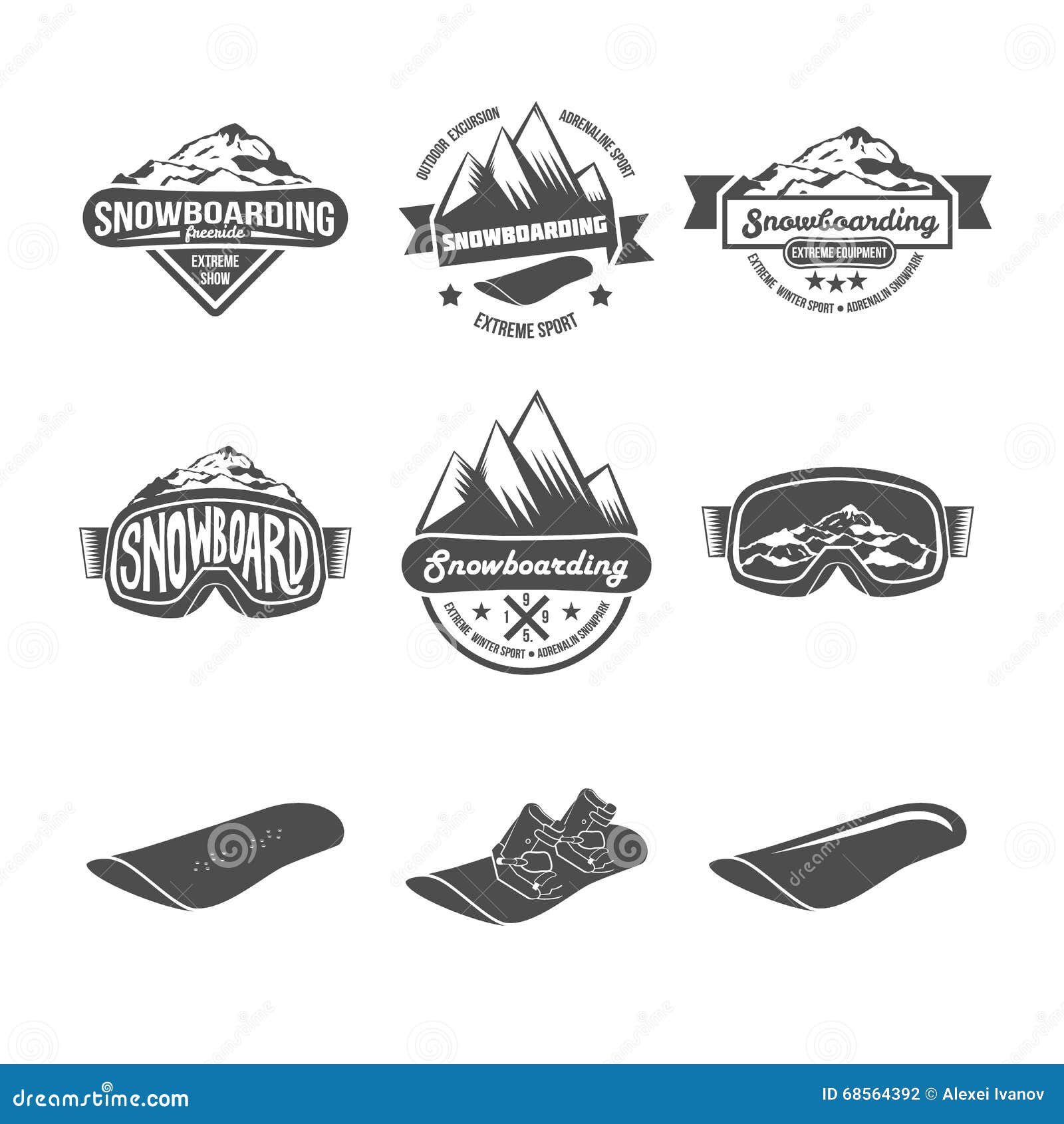 Ensemble D'insignes De Snowboarding Illustration de Vecteur
