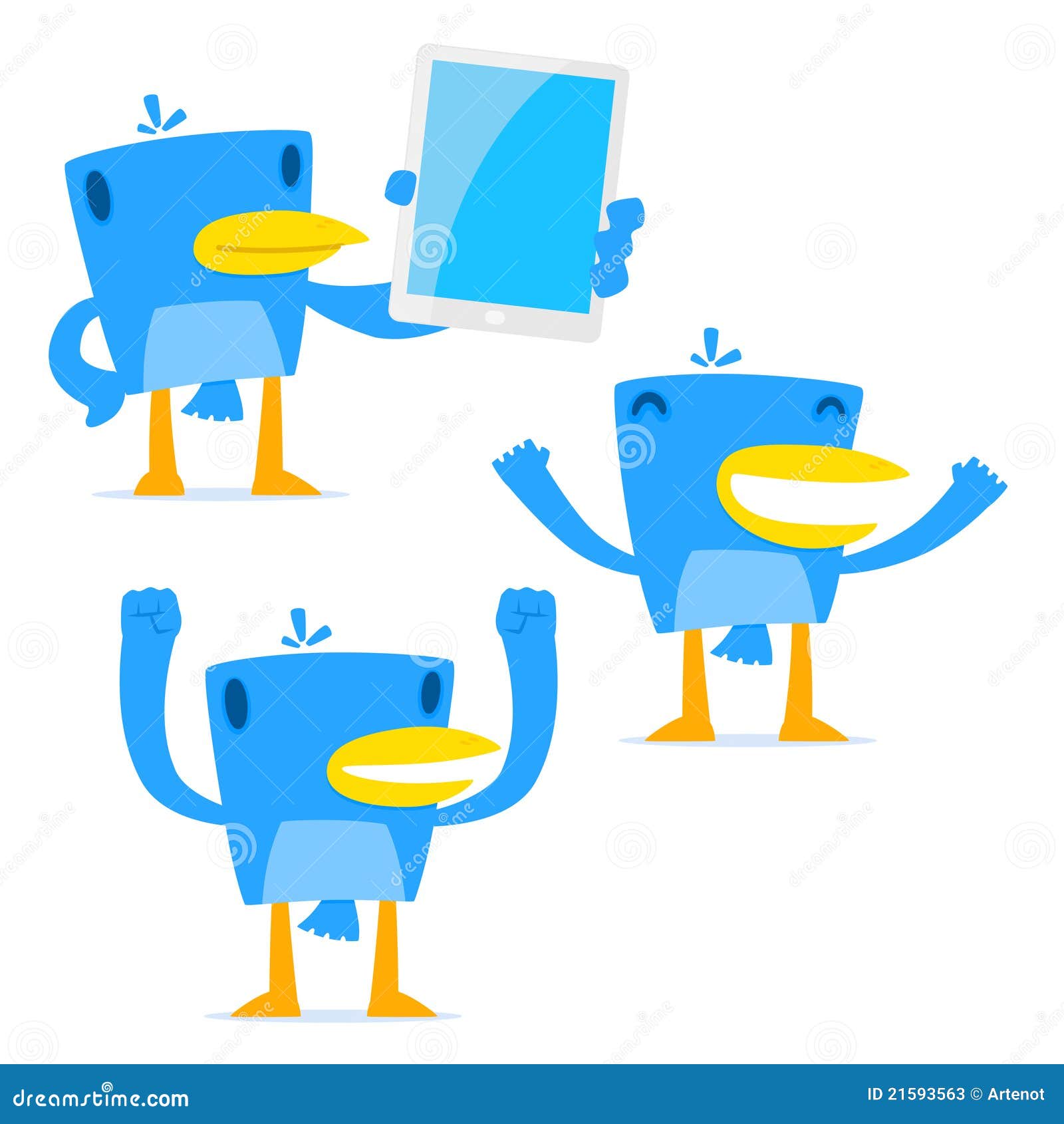 Ensemble Doiseau Drôle De Bleu De Dessin Animé Illustration