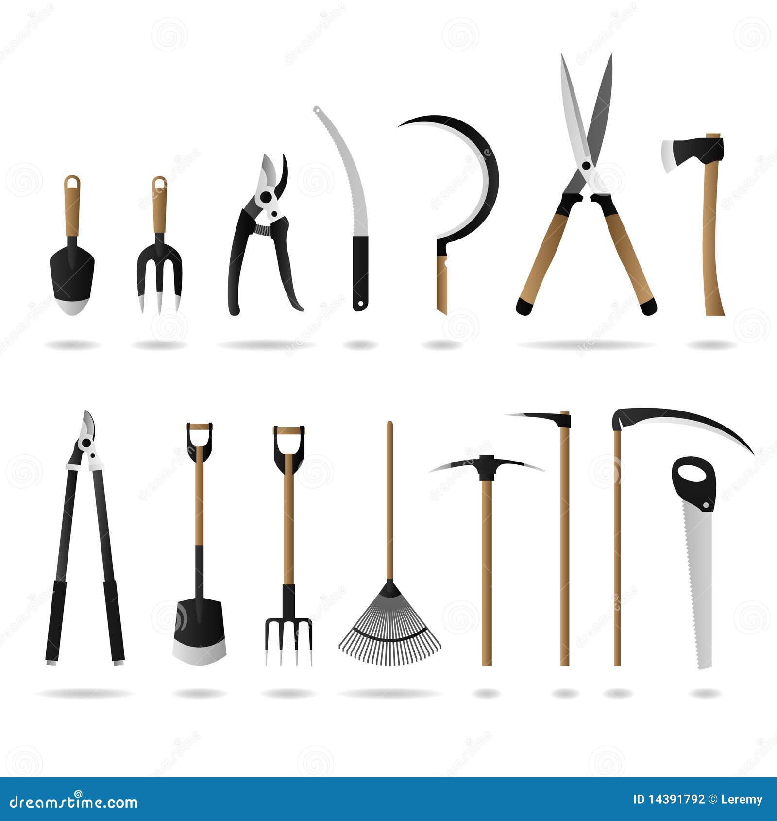 Ensemble D'outils De Jardinage Illustration de Vecteur - Illustration du  fourchette, côtelette: 14391792