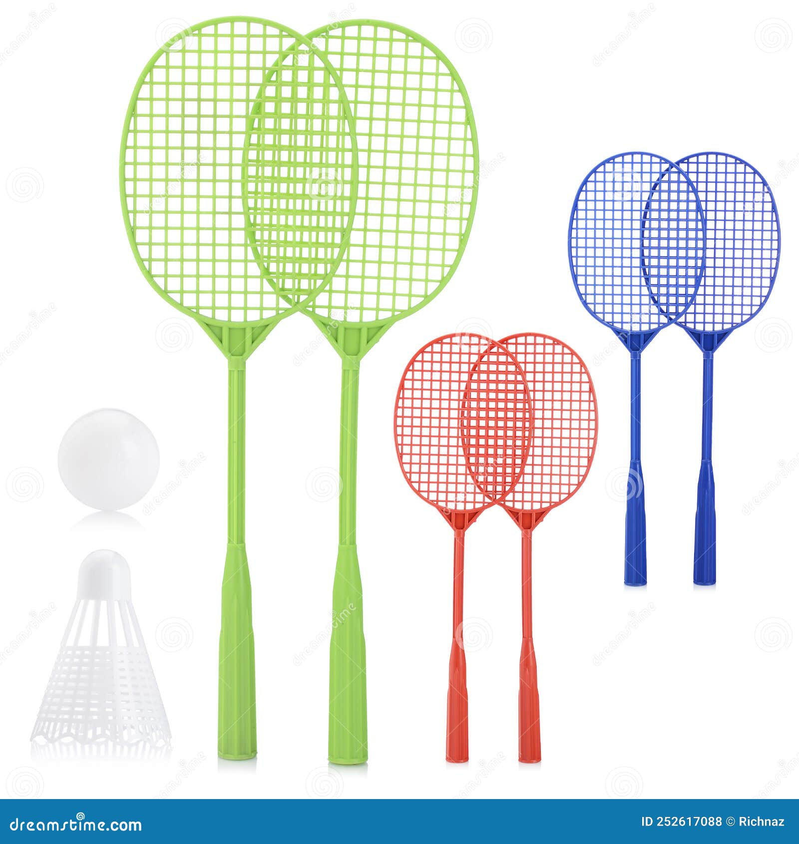 Ensemble De Badminton En Plastique Pour Enfants Isolé Sur Fond Blanc. Boules  De Jouets Une Boule De Bille De Blocs Pour Illustration Stock -  Illustration du doux, multicolore: 252617088