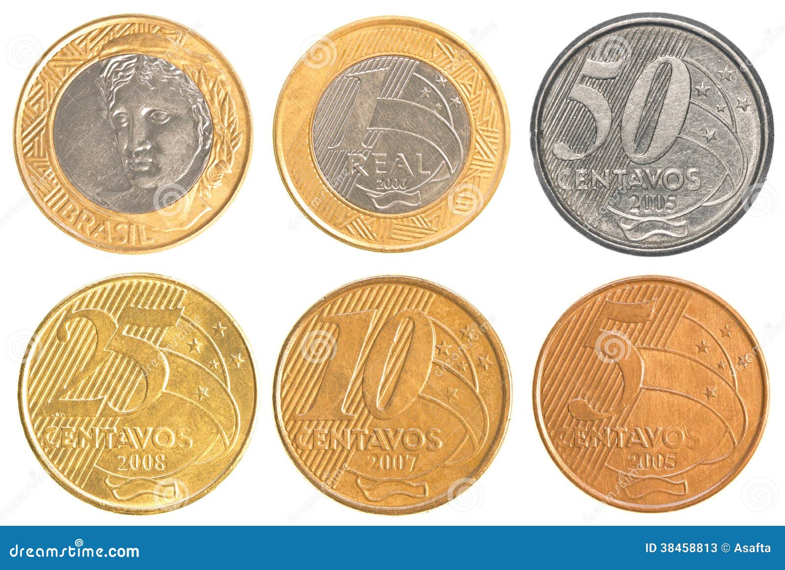 Ensemble De Circulation De Collection De Pieces De Monnaie Du Bresil Image Stock Image Du Pieces Collection 38458813